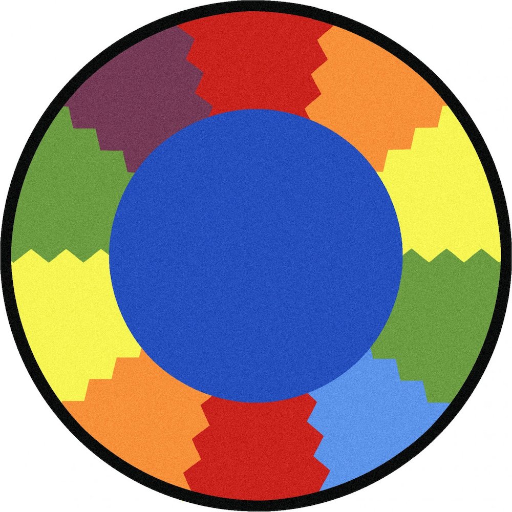 Kid Essentials Block Party 5'4" Round Area Rug in Color Multi. Picture 1