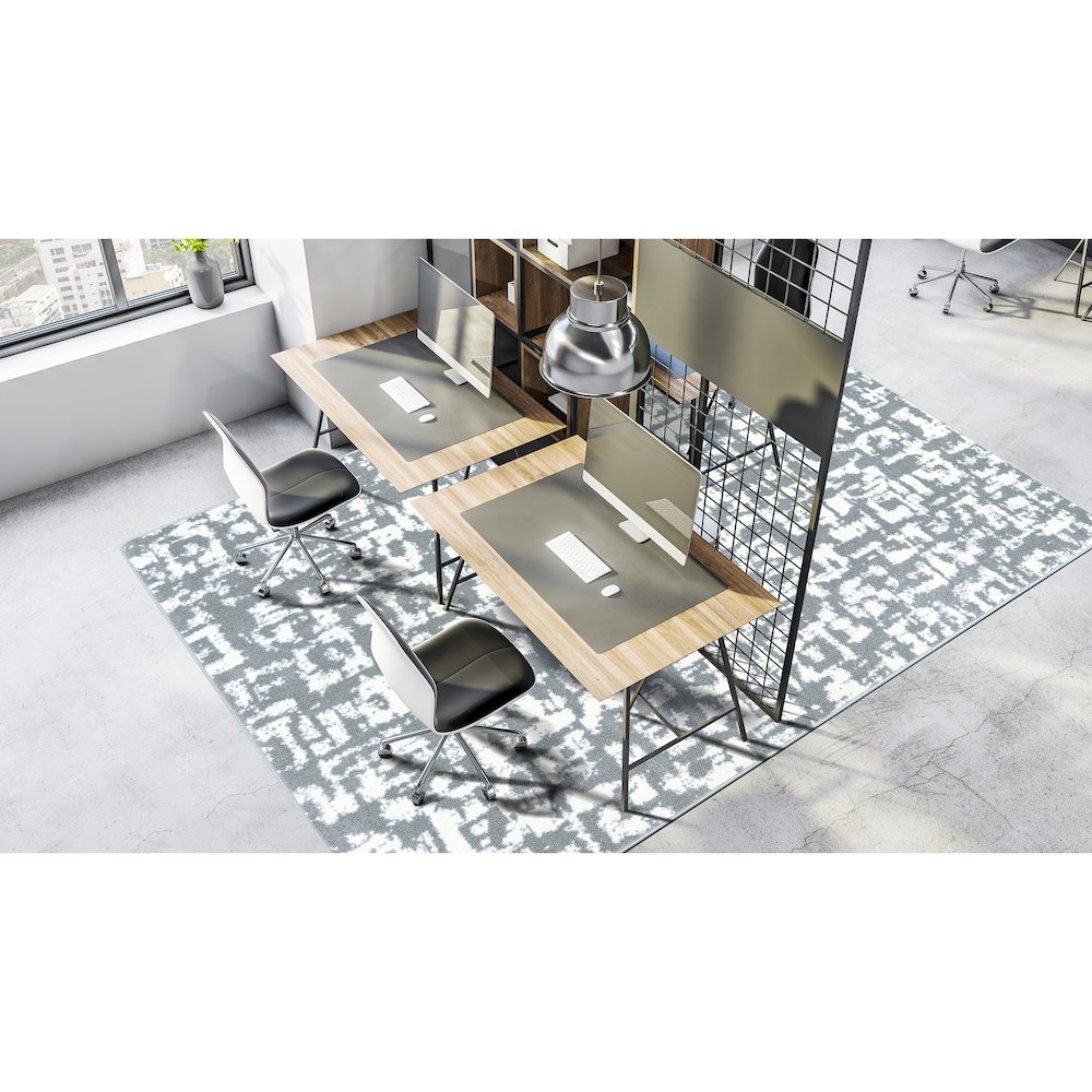 WorkSpace Block Print 5'4" x 7'8" Area Rug in Color Cloudy. Picture 3