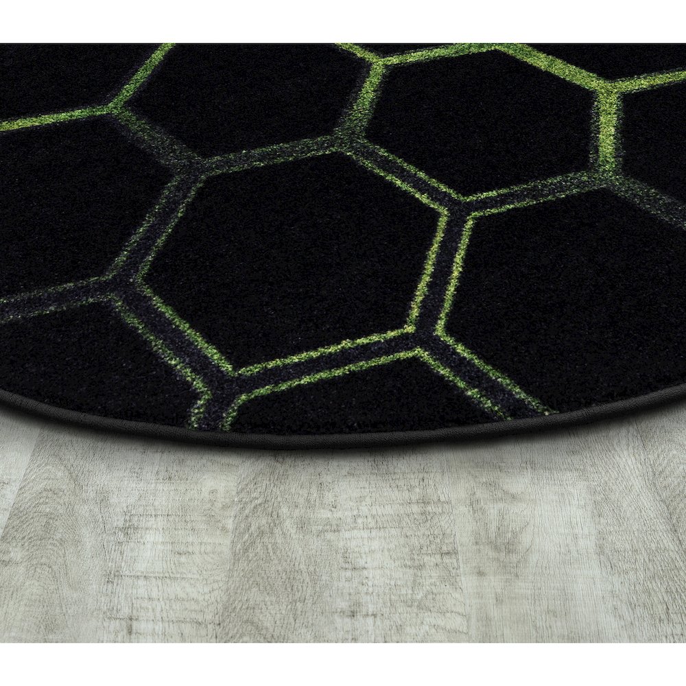 Kid Essentials Breakout 7'7" Round Area Rug in Color Emerald. Picture 2