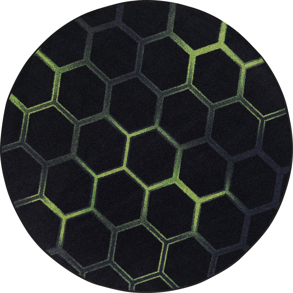Kid Essentials Breakout 7'7" Round Area Rug in Color Emerald. Picture 1