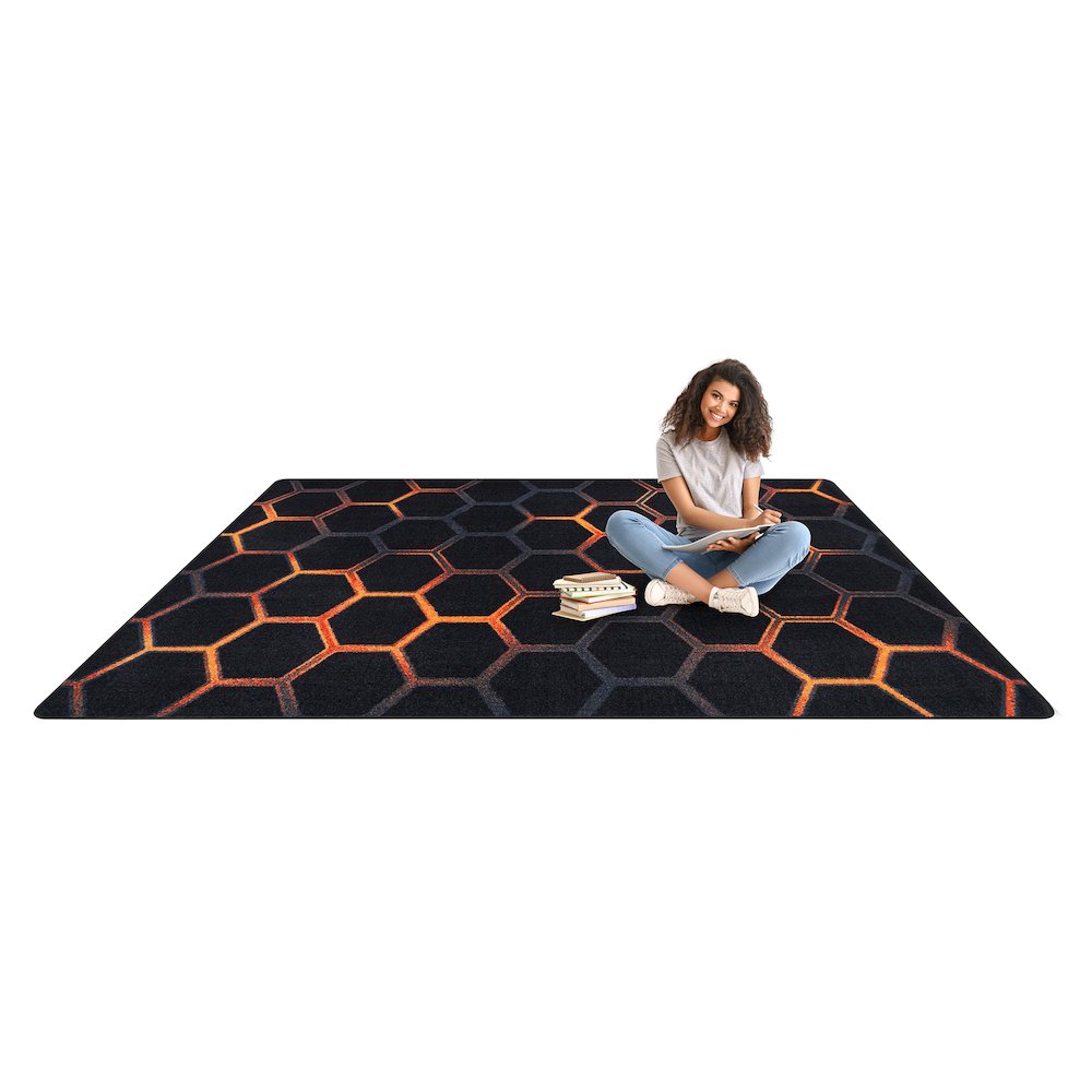 Kid Essentials Breakout 5'4" x 7'8" Area Rug in Color Tangerine. Picture 5