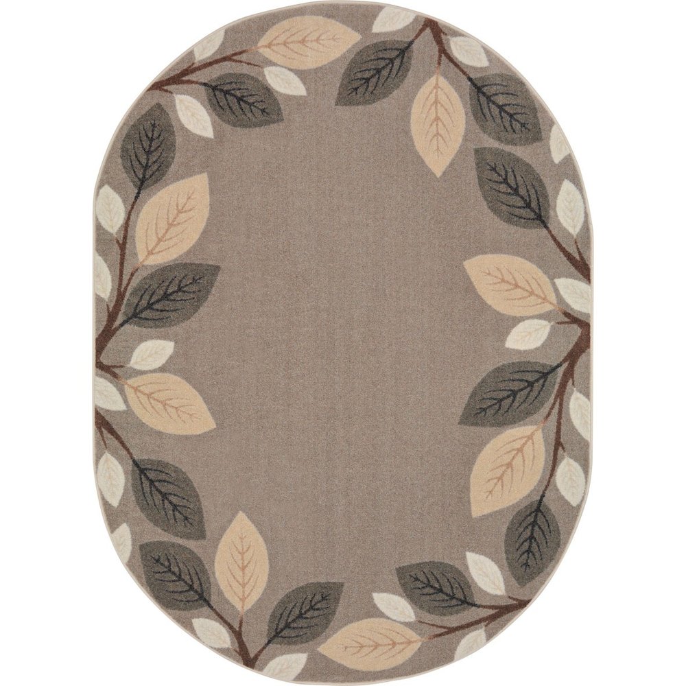 Kid Essentials Breezy Branches 7'8" x 10'9" Oval Area Rug in Color Neutral. Picture 1