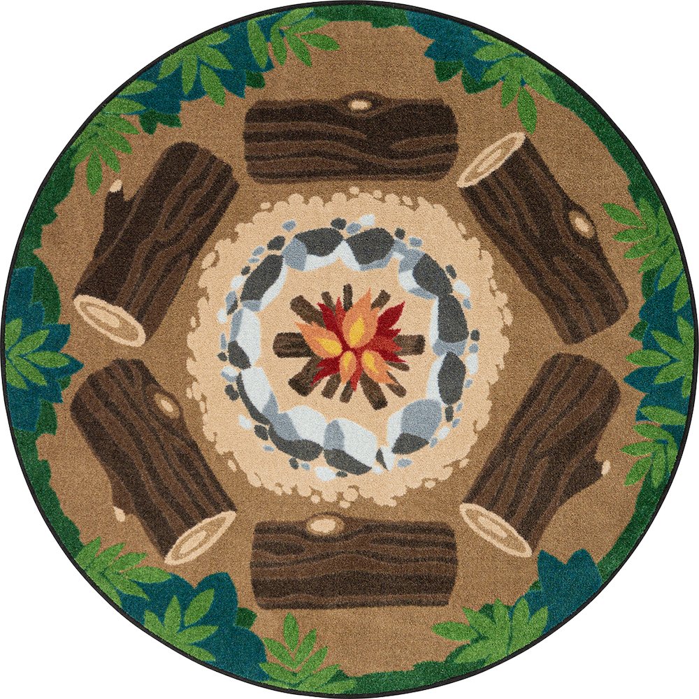 Campfire Fun 7'7" Round Area Rug in Color Multi. Picture 1