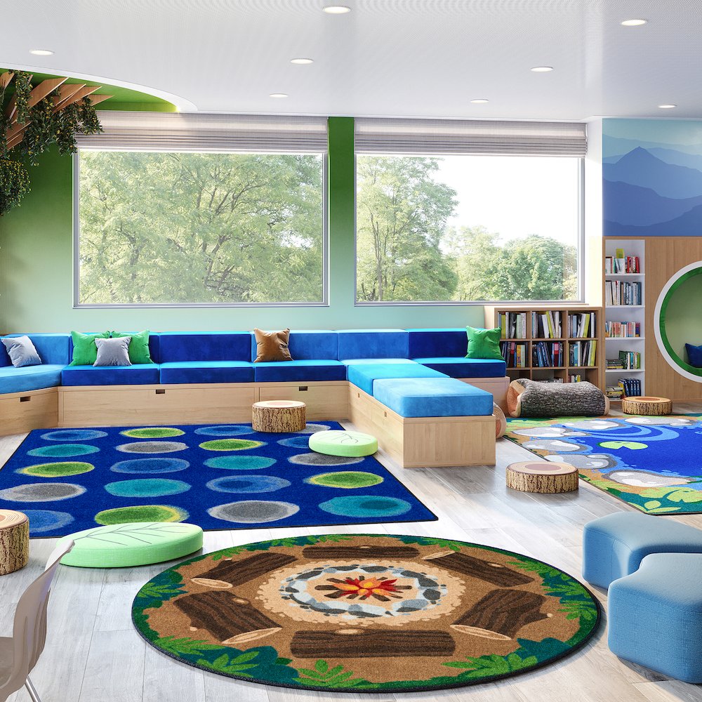Campfire Fun 7'7" Round Area Rug in Color Multi. Picture 3