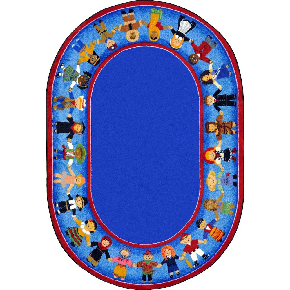 Children of Many Cultures 7'8" x 10'9" Oval Area Rug in Color Multi. Picture 1