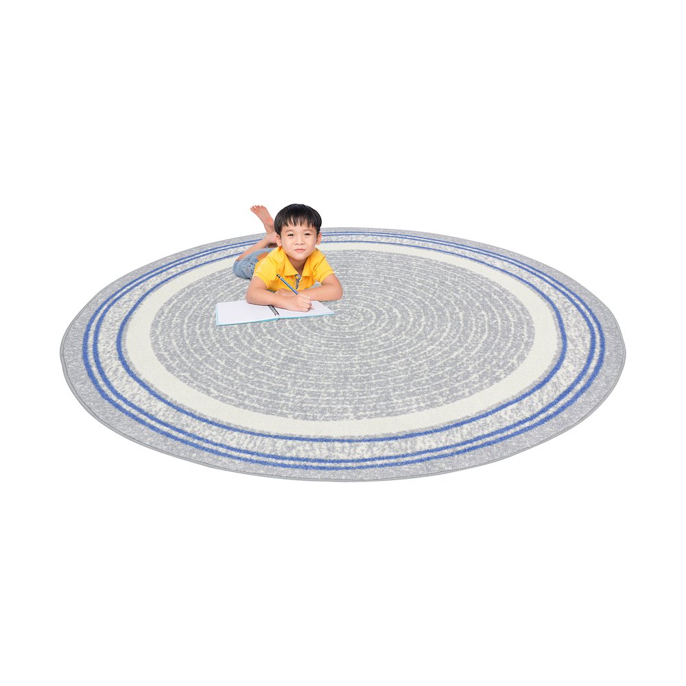 Cozy Corner 5'4" Round Area Rug in Color Light Blue. Picture 4