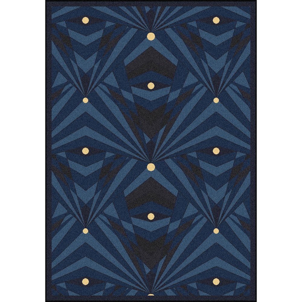 Any Day Matinee Deco Strobe 5'4" x 7'8" Area Rug in Color Navy. Picture 1