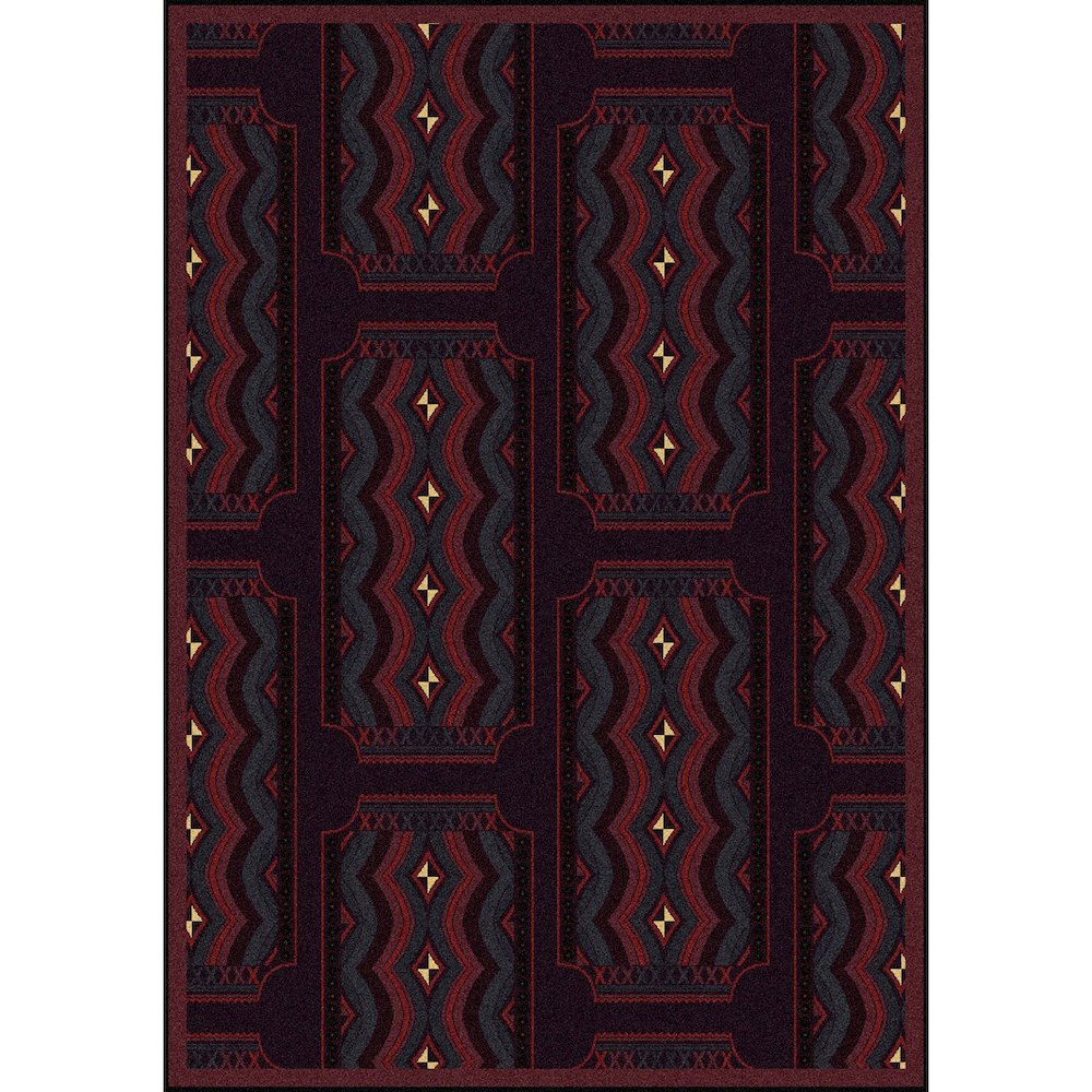 Any Day Matinee Deco Ticket 5'4" x 7'8" Area Rug in Color Burgundy. Picture 1