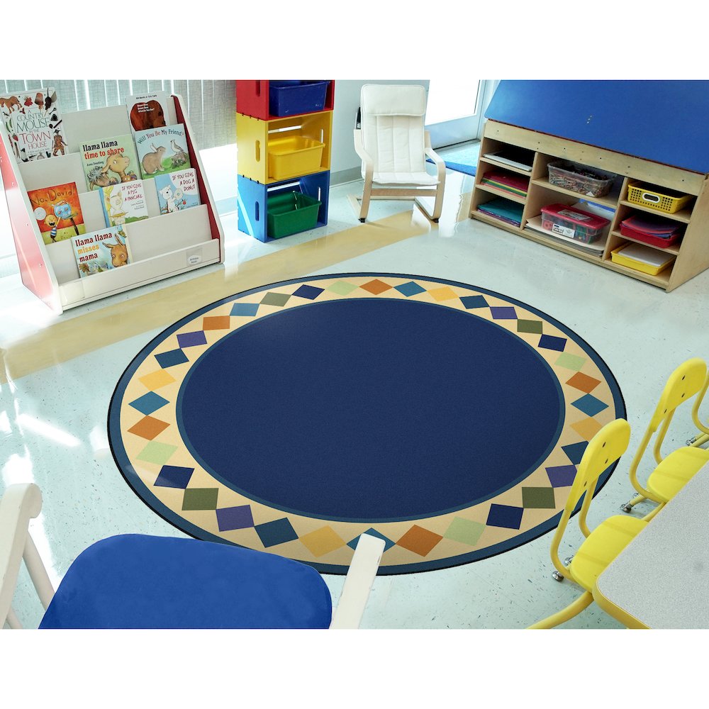 Kid Essentials Delightful Diamonds 13'2" Round Area Rug in Color Multi. Picture 3