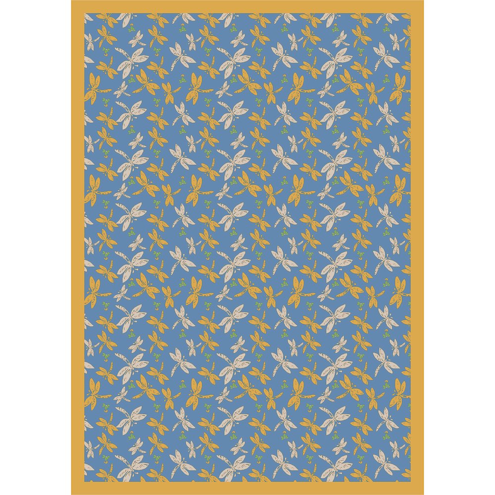 Kaleidoscope Dragonflies 5'4" x 7'8" Area Rug in Color Blue. Picture 1