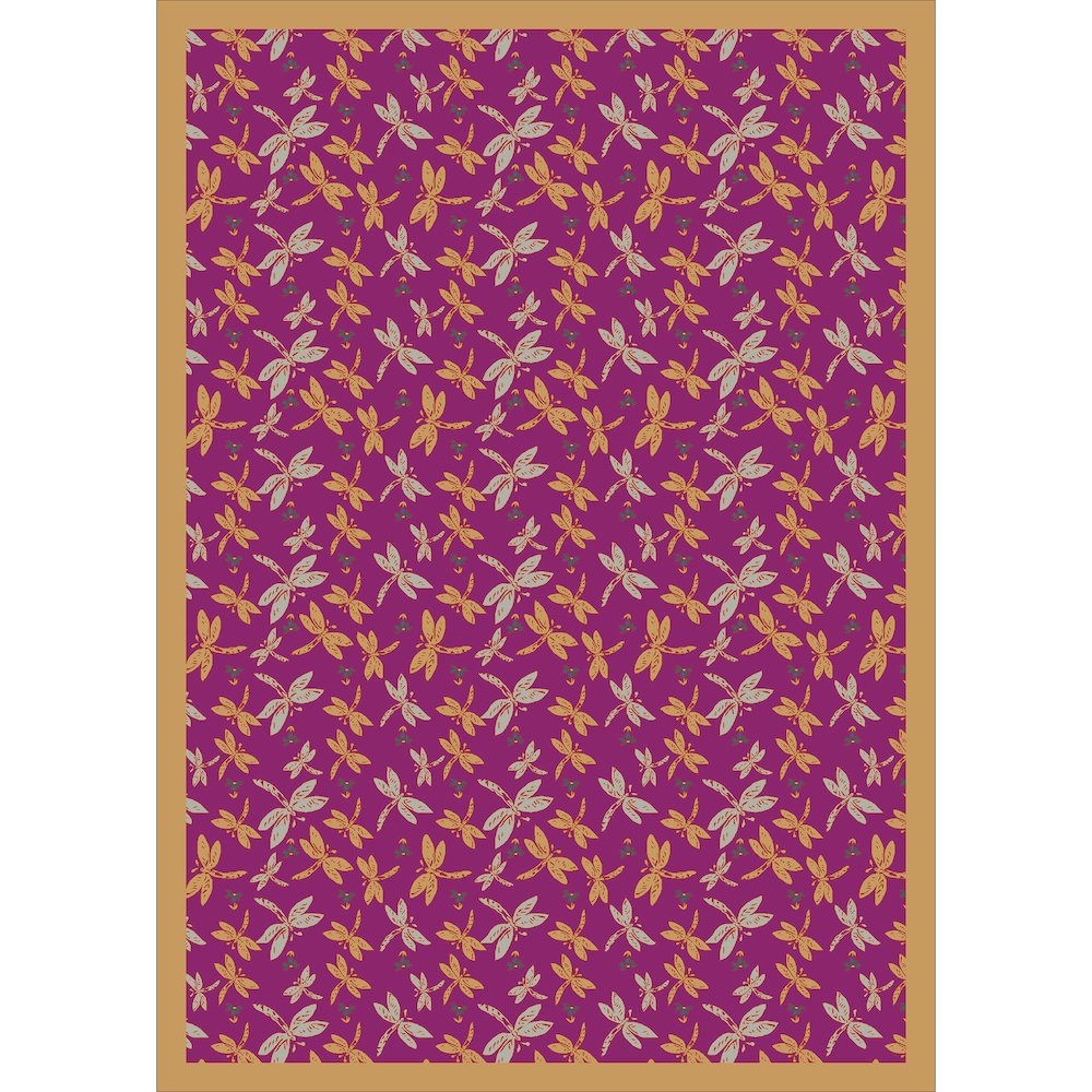 Kaleidoscope Dragonflies 5'4" x 7'8" Area Rug in Color Rose. Picture 1