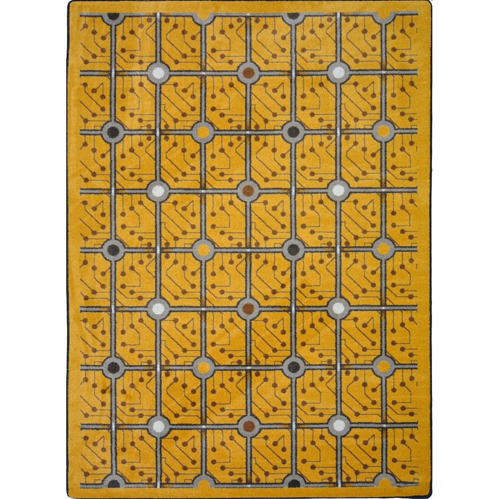 Kaleidoscope Electrode 5'4" x 7'8" Area Rug in Color Gold. Picture 1
