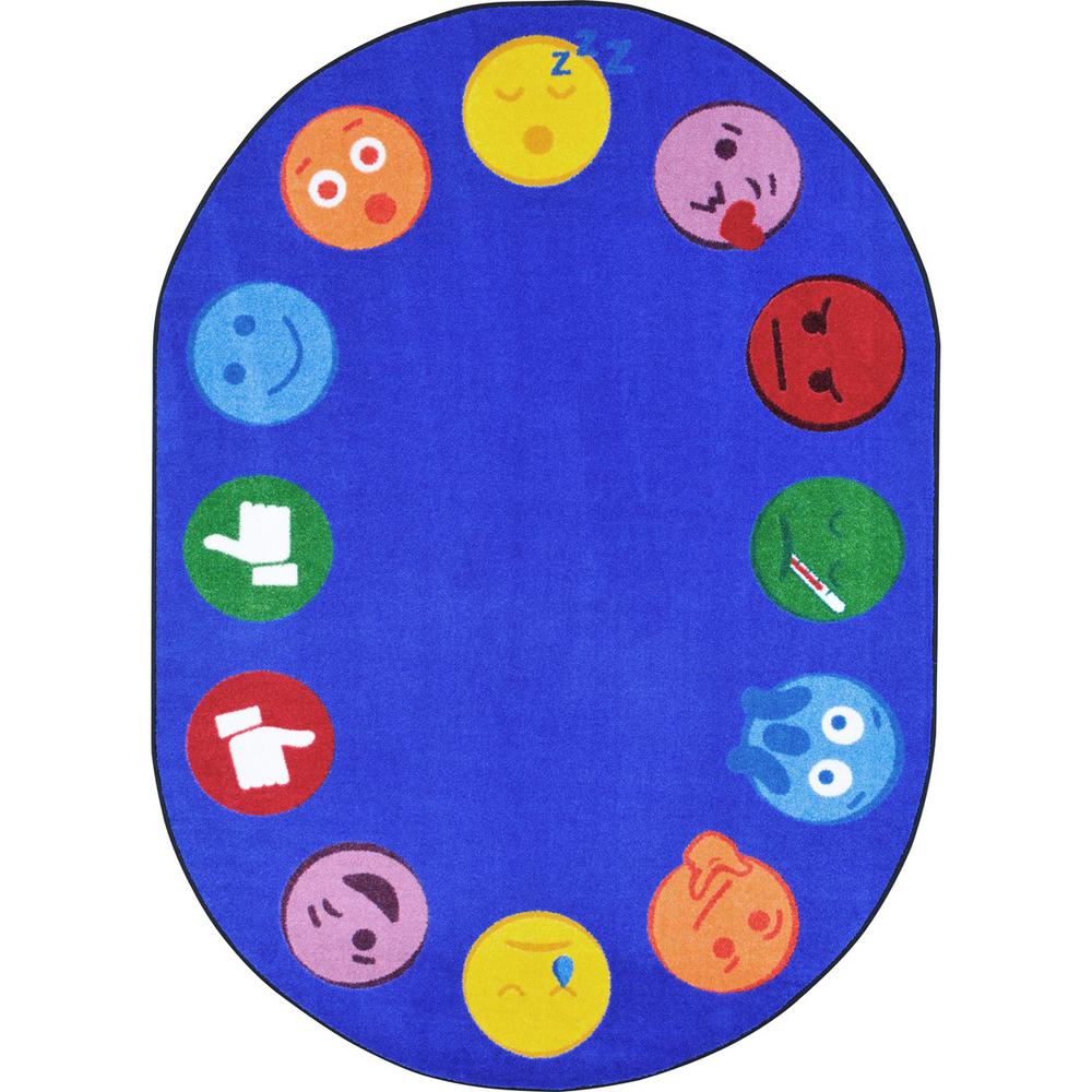 Kid Essentials Emoji Edge 7'8" x 10'9" Oval Area Rug in Color Multi. Picture 1