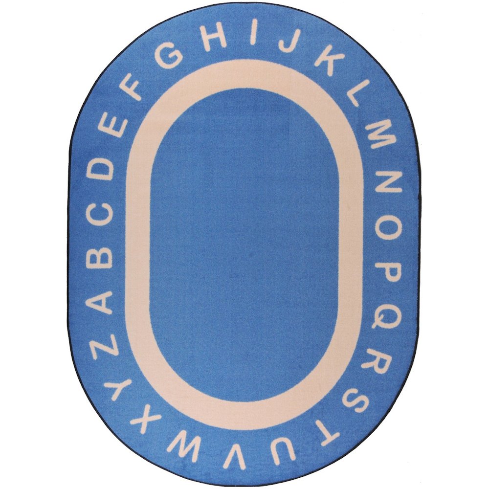 Kid Essentials Endless Alphabet 7'8" x 10'9" Oval Area Rug in Color Seaside. Picture 1