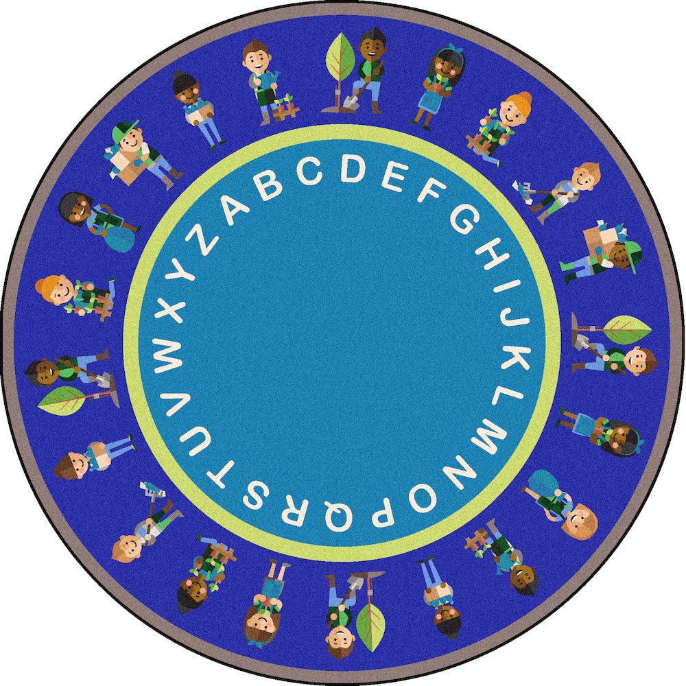 Kid Essentials Environmental Helpers 13'2" Round Area Rug in Color Multi. Picture 1