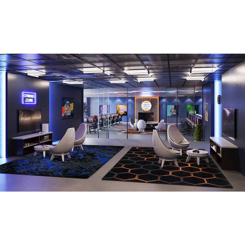 Kid Essentials Eruption 5'4" x 7'8" Area Rug in Color Sapphire. Picture 3