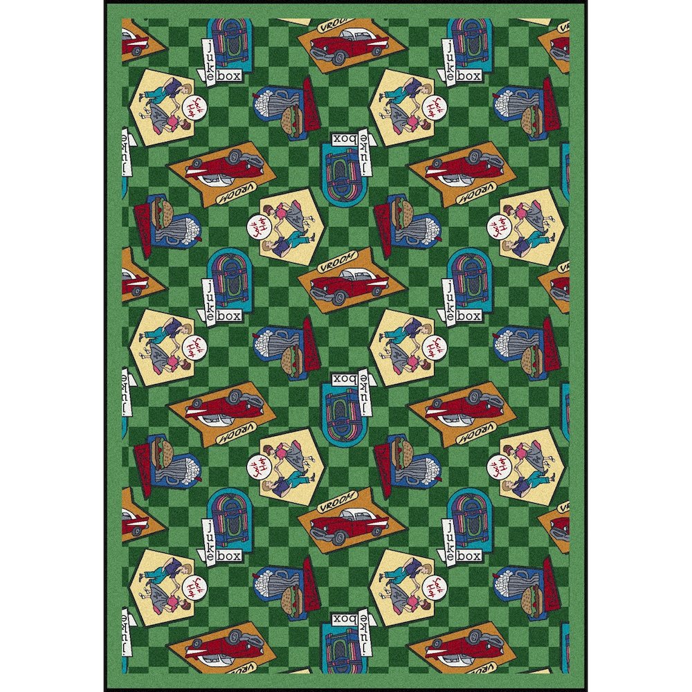 Kaleidoscope Fabulous Fifties 5'4" x 7'8" Area Rug in Color Green. Picture 1