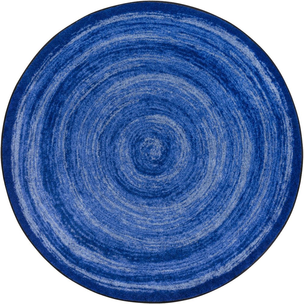 Kid Essentials Feeling Fun 5'4" Round Area Rug in Color Blue. Picture 1