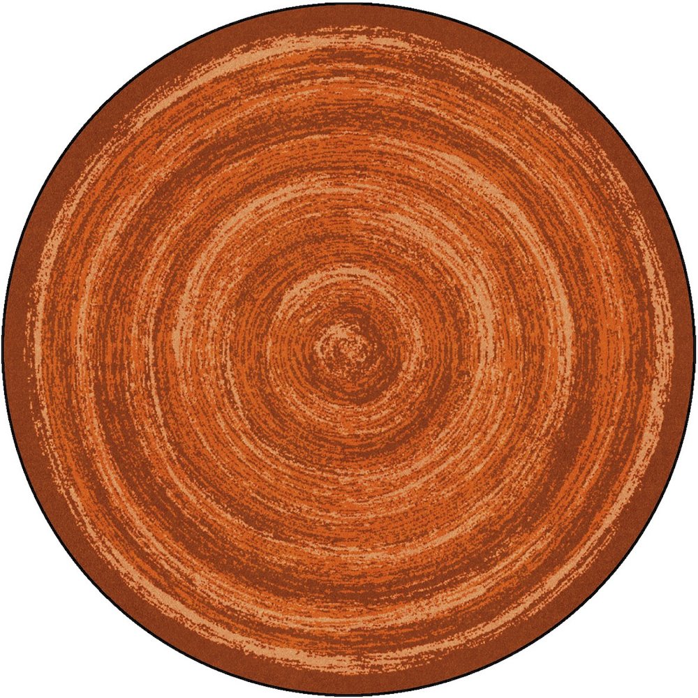 Kid Essentials Feeling Fun 5'4" Round Area Rug in Color Orange. Picture 1