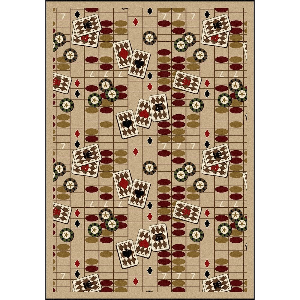 Games People Play Feeling Lucky 5'4" x 7'8" Area Rug in Color Beige. Picture 1