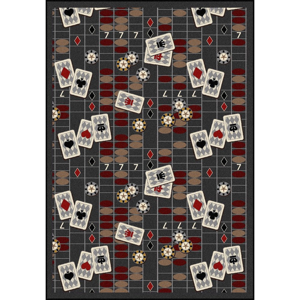 Games People Play Feeling Lucky 5'4" x 7'8" Area Rug in Color Charcoal. Picture 1