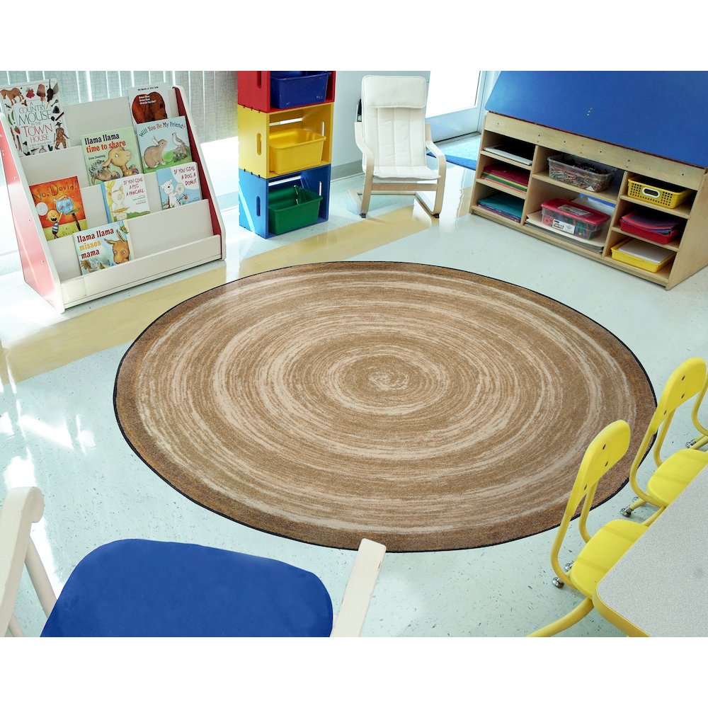 Kid Essentials Feeling Natural 5'4" Round Area Rug in Color Sand. Picture 3