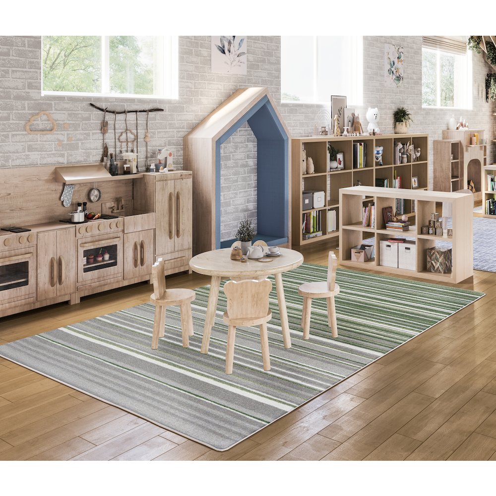 Kid Essentials Fine Line 5'4" x 7'8" Area Rug in Color Meadow. Picture 3