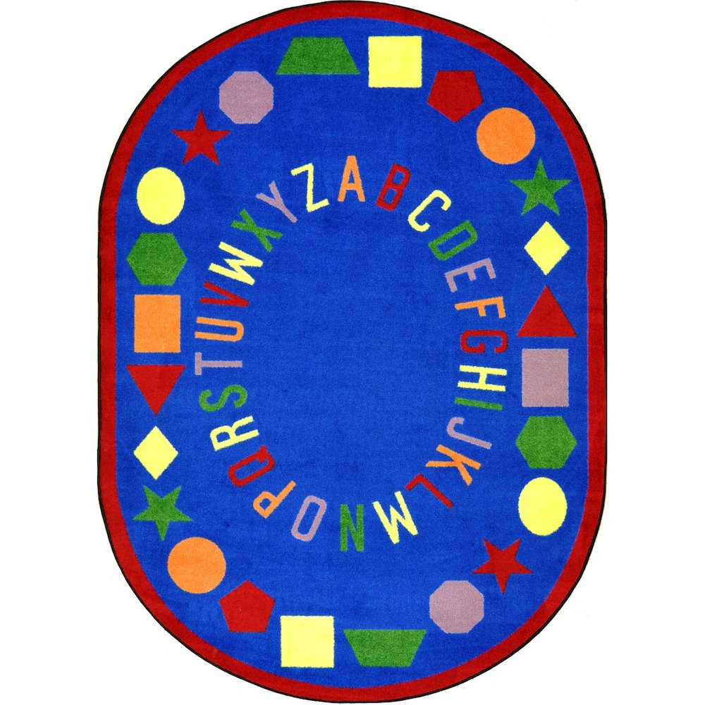 Kid Essentials First Lessons 7'8" x 10'9" Oval Area Rug in Color Blue. Picture 1