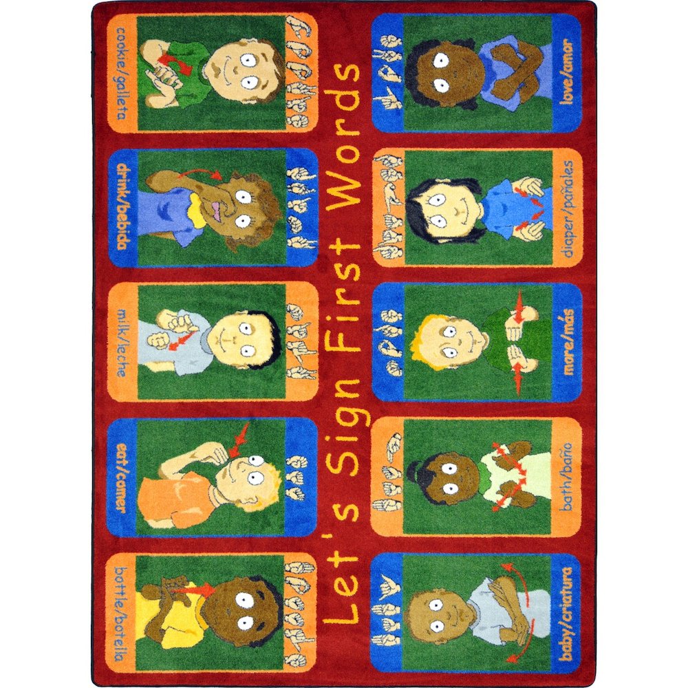 Kid Essentials First Signs 7'8" x 10'9" Area Rug in Color Multi. Picture 1