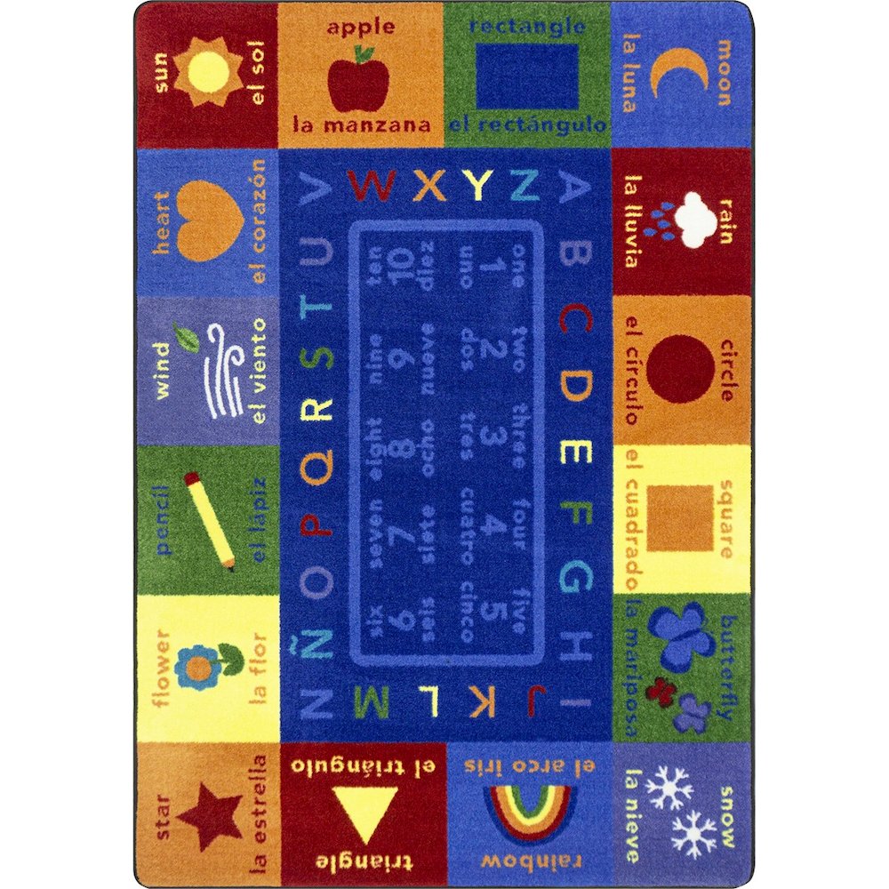 Kid Essentials First Words 7'8" x 10'9" Area Rug in Color Multi. Picture 1