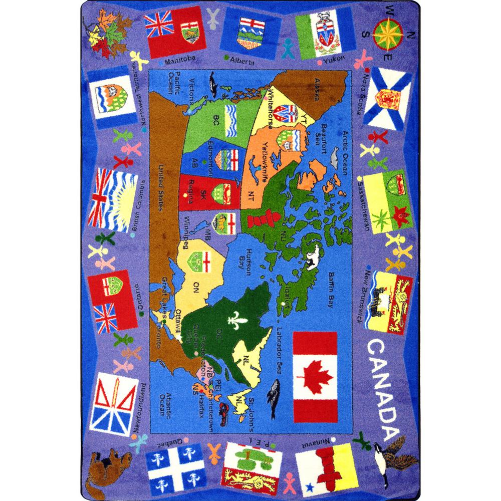Kid Essentials Flags of Canada 7'8" x 10'9" Area Rug in Color Multi. Picture 1
