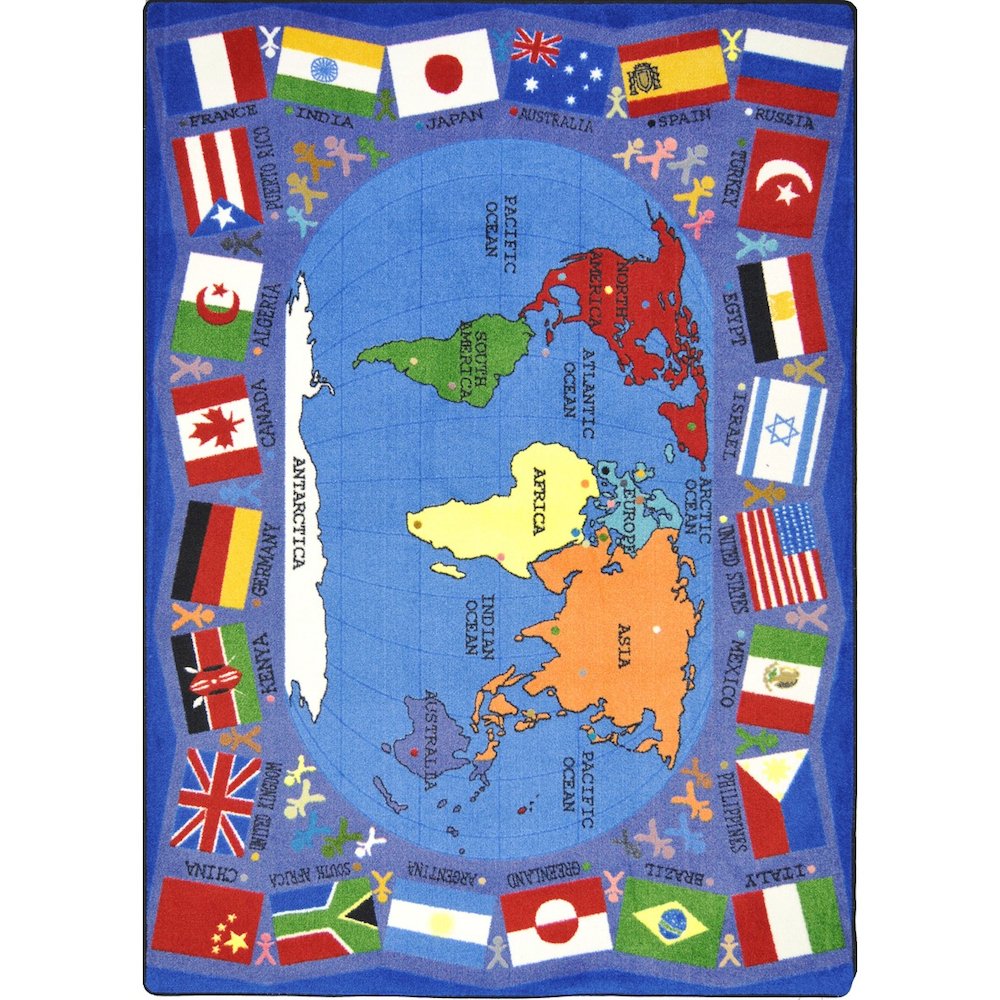 Kid Essentials Flags of the World 7'8" x 10'9" Area Rug in Color Multi. Picture 1