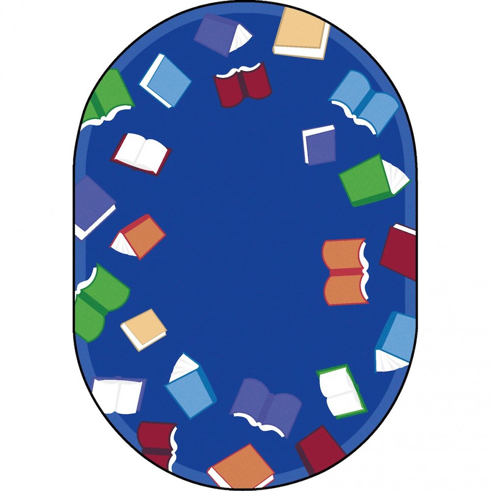 Kid Essentials Fly Away with Reading 7'8" x 10'9" Oval Area Rug in Color Multi. Picture 1