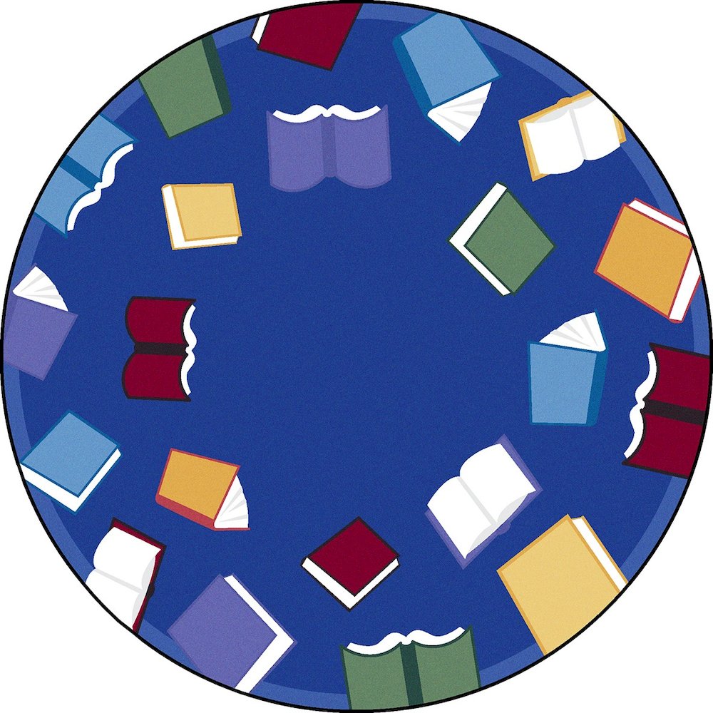 Kid Essentials Fly Away with Reading 13'2" Round Area Rug in Color Multi. Picture 1