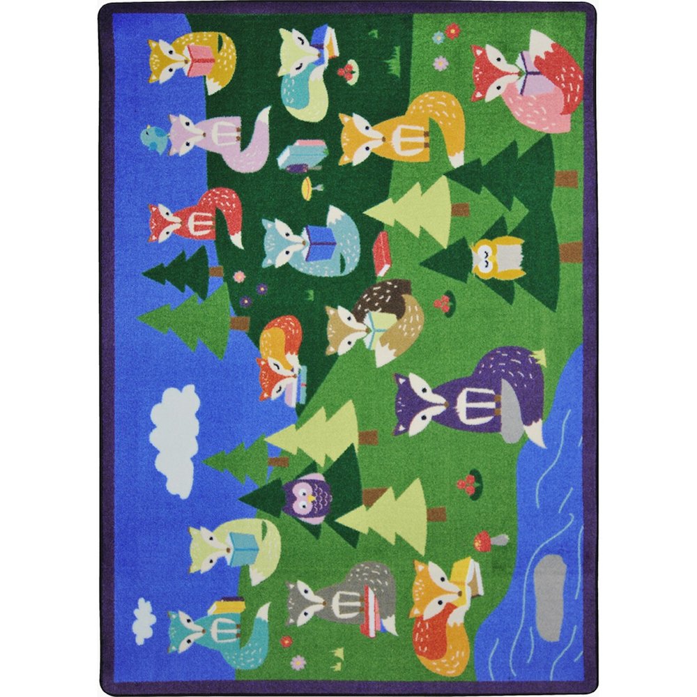 Kid Essentials Foxy Readers 7'8" x 10'9" Area Rug in Color Multi. Picture 1