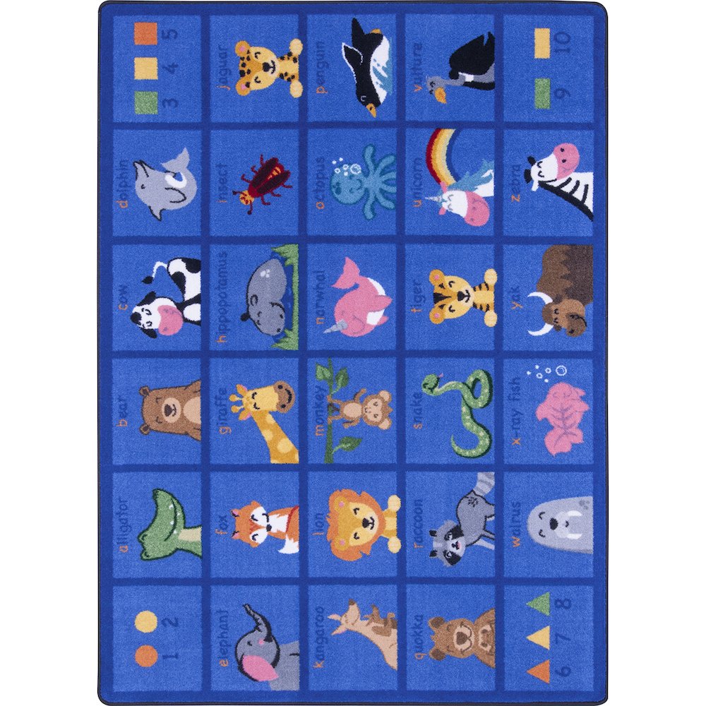 Friendly Phonics Animals 7'8" x 10'9" Area Rug in Color French. Picture 1