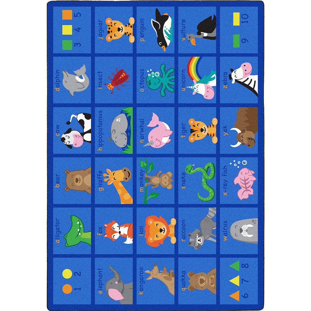 Kid Essentials Friendly Phonics Animals 7'8" x 10'9" Area Rug in Color Multi. Picture 1