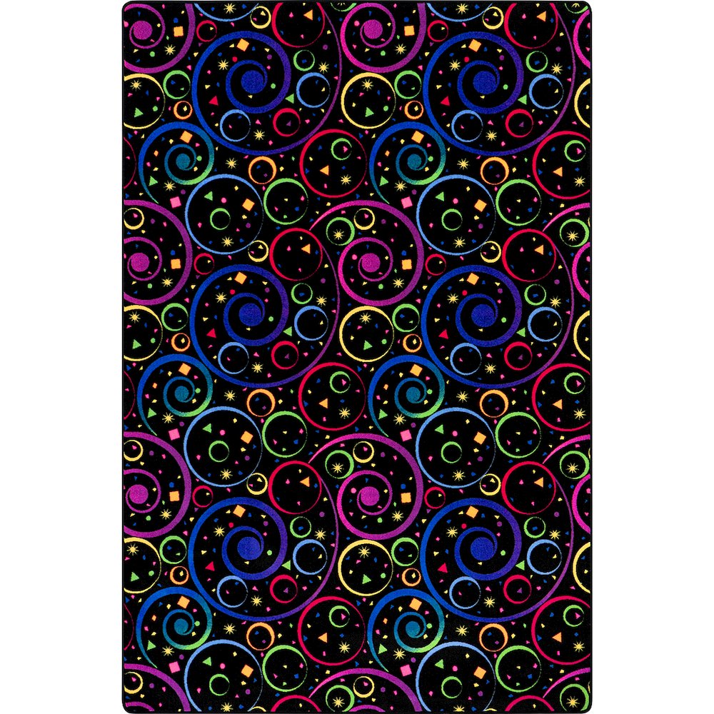 Neon Lights Fun and Games 6' x 6' Area Rug in Color Fluorescent. Picture 1