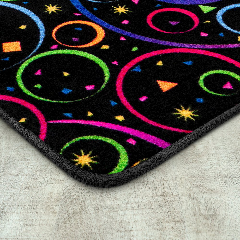 Neon Lights Fun and Games 6' x 6' Area Rug in Color Fluorescent. Picture 2