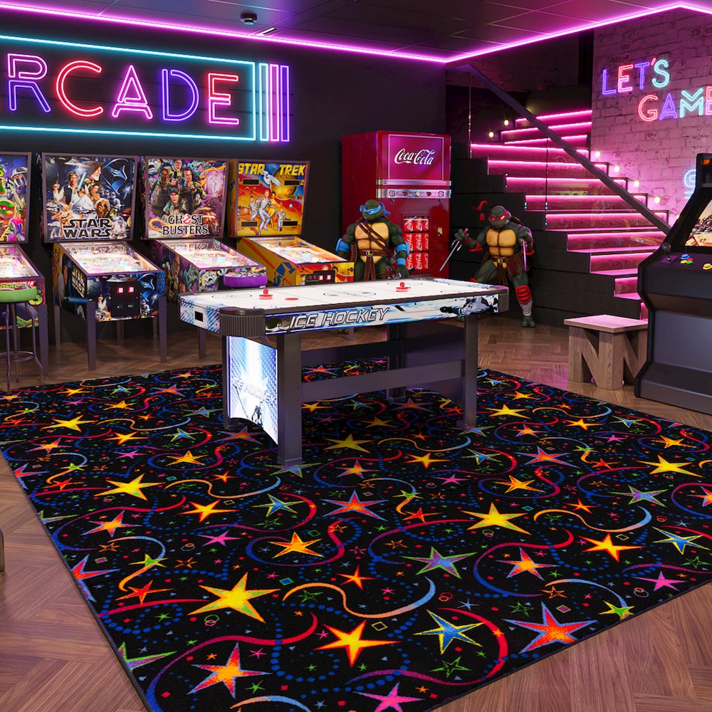 Neon Lights Have A Blast 6' x 6' Area Rug in Color Fluorescent. Picture 3