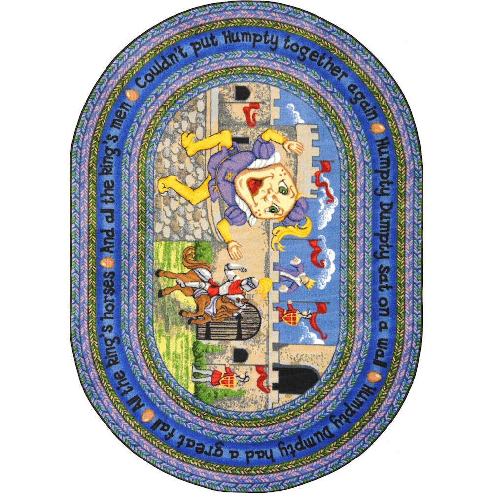 Kid Essentials Humpty Dumpty 5'4" x 7'8" Oval Area Rug in Color Multi. Picture 1