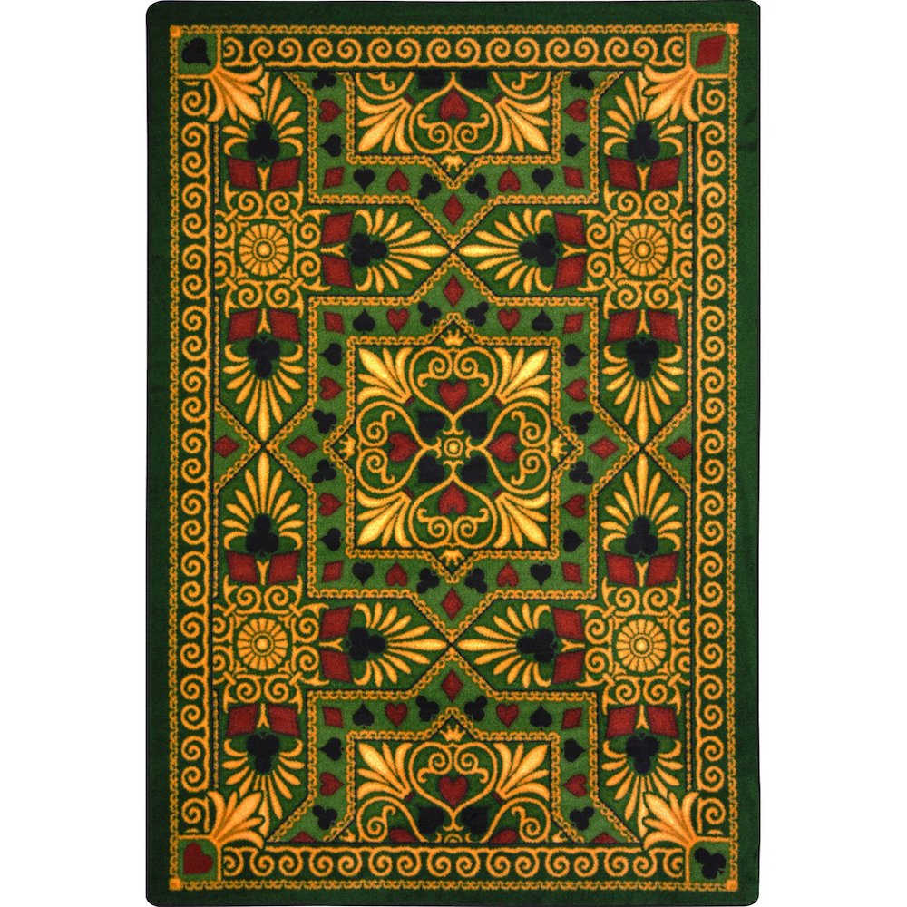 Games People Play Jackpot 5'4" x 7'8" Area Rug in Color Emerald. Picture 1