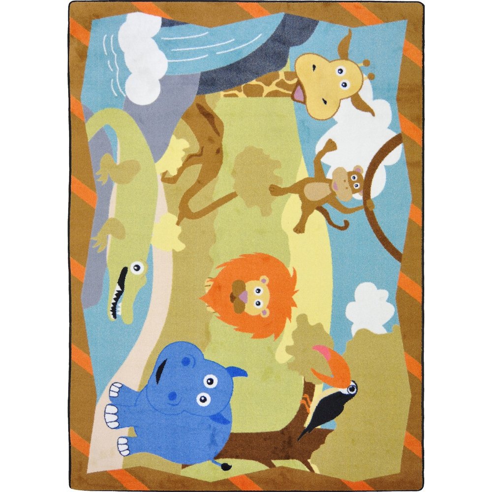 Kid Essentials Jungle Babies 5'4" x 7'8" Area Rug in Color Multi. Picture 1