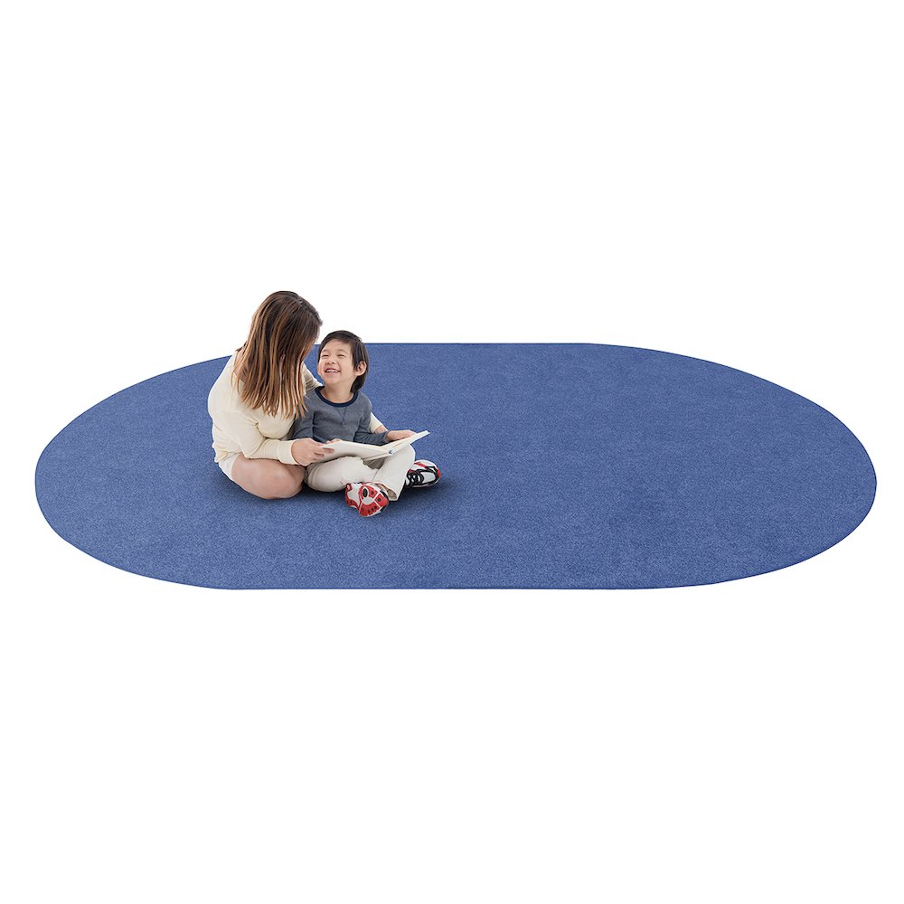 Kid Essentials Just Kidding 12' x 7'6" Oval Area Rug in Color Cobalt Blue. Picture 2