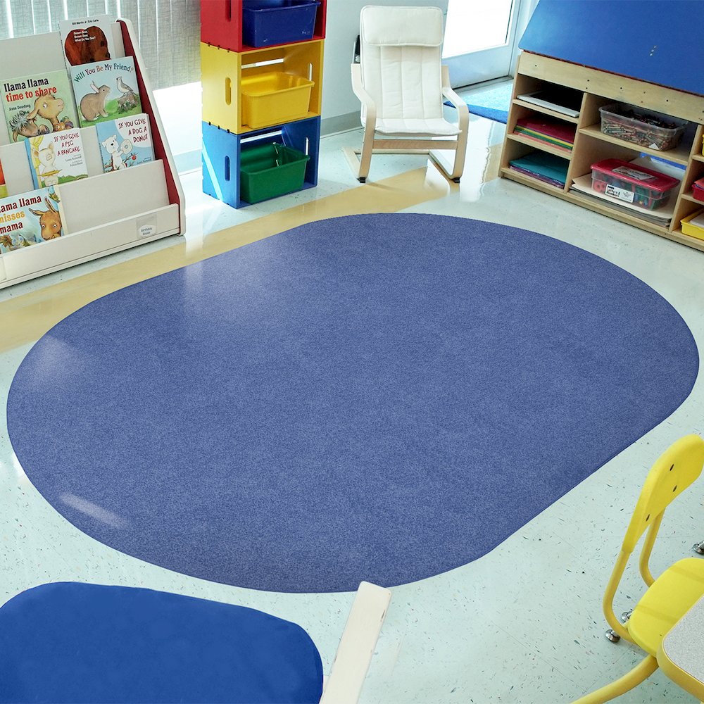 Kid Essentials Just Kidding 12' x 7'6" Oval Area Rug in Color Cobalt Blue. Picture 5