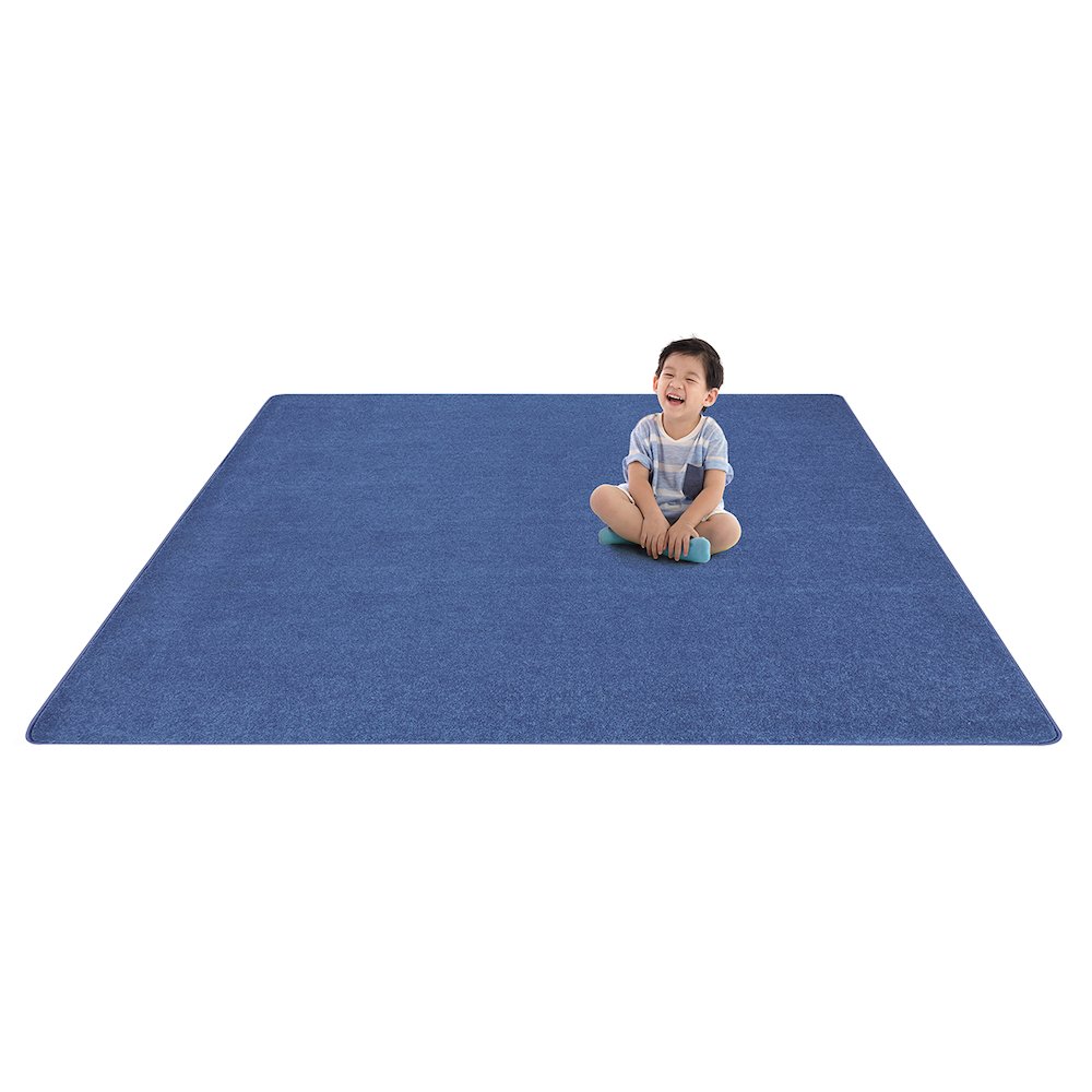 Kid Essentials Just Kidding 12' x 12' Area Rug in Color Cobalt Blue. Picture 2