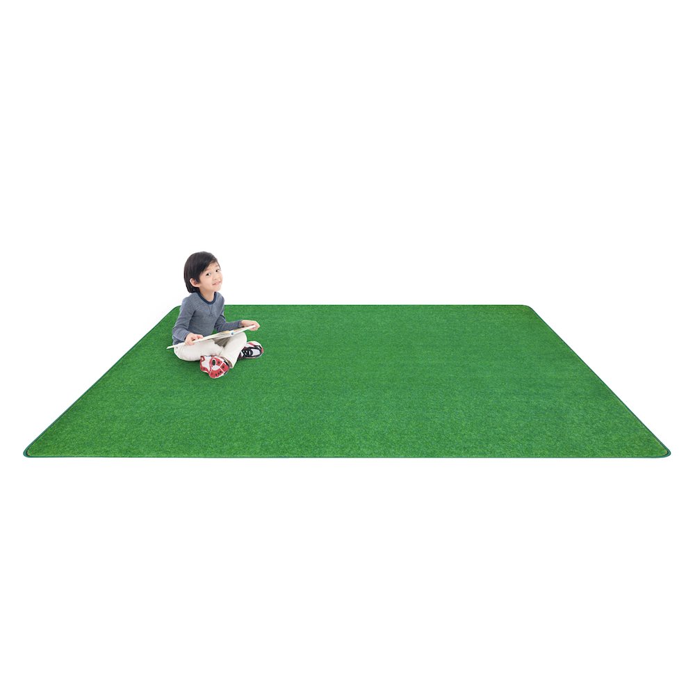 Kid Essentials Just Kidding 6' x 9' Area Rug in Color Grass Green. Picture 2