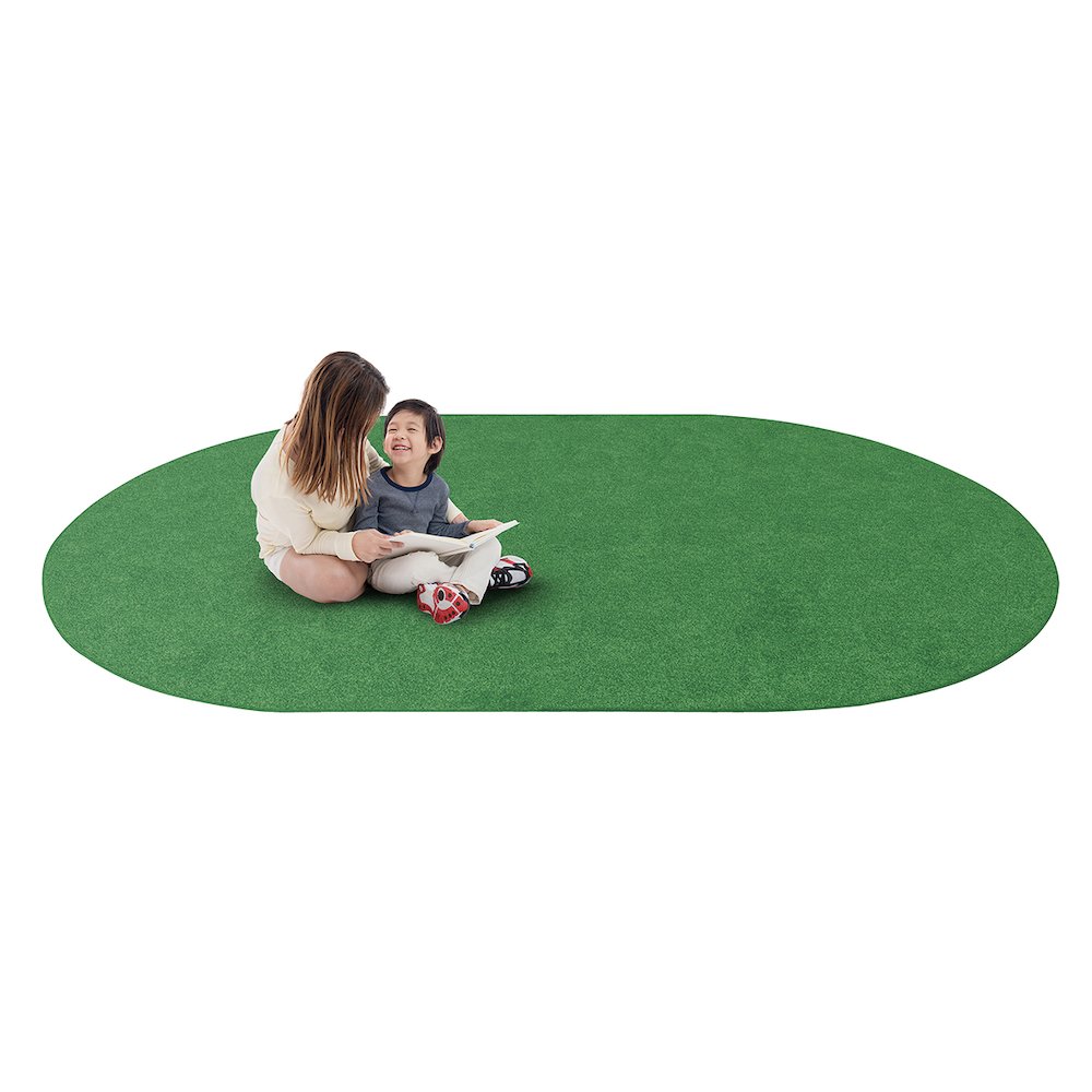 Kid Essentials Just Kidding 12' x 7'6" Oval Area Rug in Color Grass Green. Picture 2