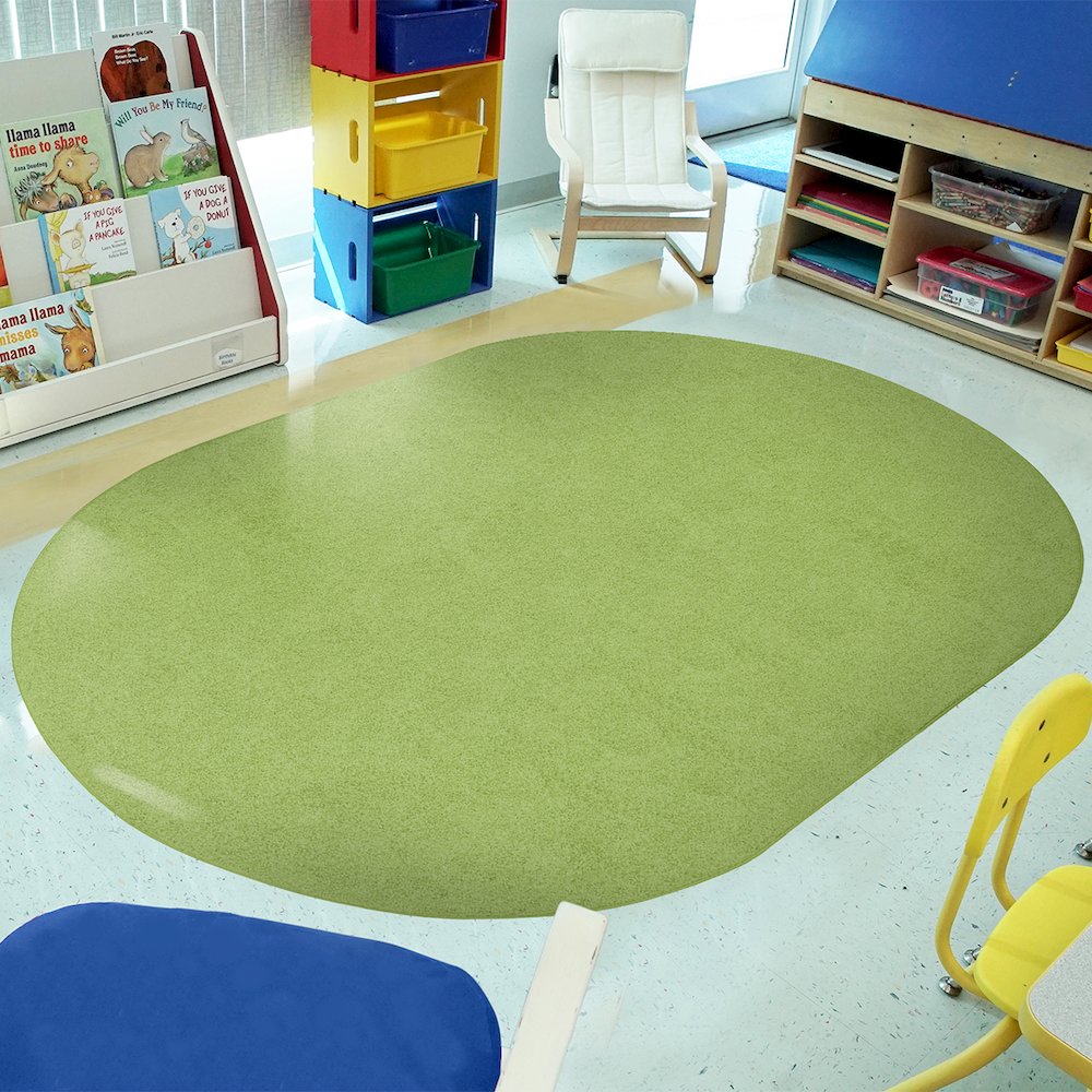 Kid Essentials Just Kidding 12' x 7'6" Oval Area Rug in Color Lime Green. Picture 5
