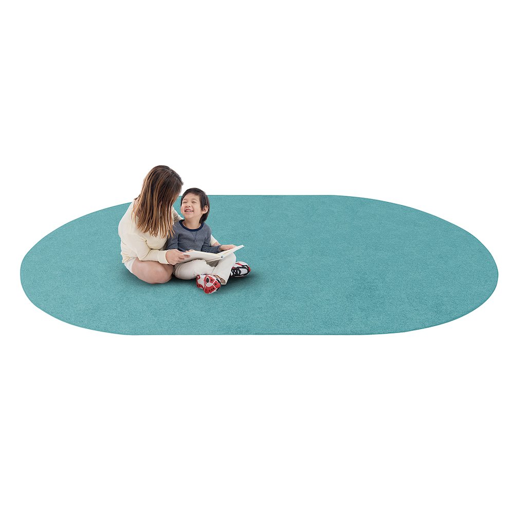Kid Essentials Just Kidding 12' x 7'6" Oval Area Rug in Color Seafoam. Picture 2